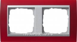 Gira EV Матово-красный/алюминий Рамка 2-ая (21292)