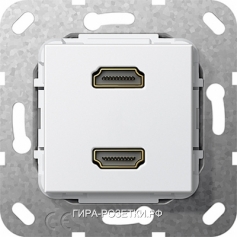 Gira S-55 Белый глянц розетка HDMI *2 