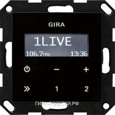 Gira Радиоприемник скрытого монтажа с функцией RDS, Черный