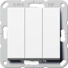 Gira S-55 Бел Выключатель 3-х клавишный, вкл/откл.