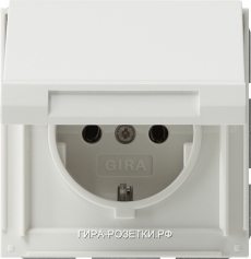 Gira TX-44 Белый Розетка с/з с крышкой (45466) G45
