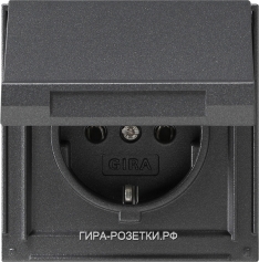 Gira TX-44 Антрацит Розетка с/з с крышкой (45467)